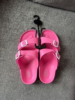 Pink Double-Buckle Women's Slide Sandals